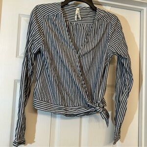 Girl Krazy Navy and White Striped Blouse Size S